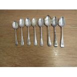 Eight various silver teaspoons most monogrammed or engraved 120g