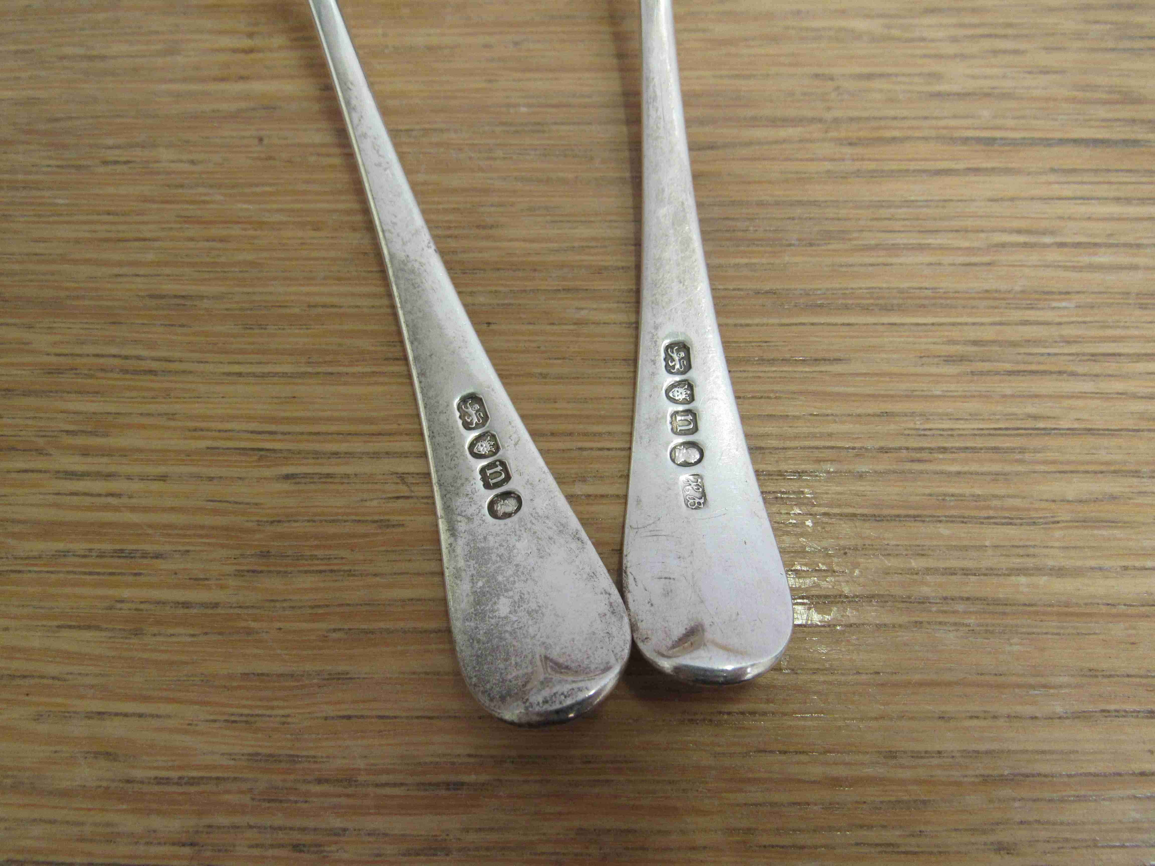 A pair of Hester Bateman silver sauce ladles, London 1788, maker's mark rubbed on one, - Image 2 of 2