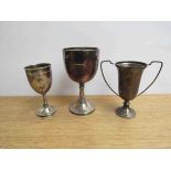 Three silver cups/trophies 290g