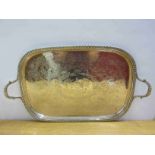 A George III William Bennett silver rectangular tray with wrythen border, sprawling leaf,