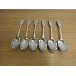Six Victorian silver spoons with crested handles, London 1856,
