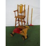 A wooden dolls high chair,