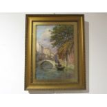 TREVOR HADDON (1864-1941): Two oil on boards, Venice scenes, one with worm damage, 48cm x 34cm.