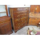 A Georgian mahogany split chest of two over five drawers, fading to fronts, damage to back corner,