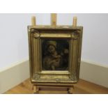 A 18th Century oil painting mother and child, gilt frame, 18cm x 15cm.