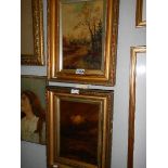 2 Victorian oil on canvas landscape and seascape signed C W Piggott in gilt frames, images 19.