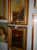 2 Victorian oil on canvas landscape and seascape signed C W Piggott in gilt frames, images 19.