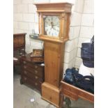 A pine long case clock with Victorian 30 hour movement,