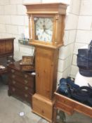 A pine long case clock with Victorian 30 hour movement,