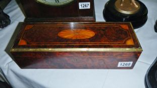 An early 19th century Amboyna & shell inlaid glove box