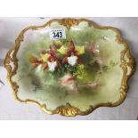 A Doulton plate painted with orchids and signed D Dewsberry.