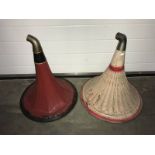 2 Victorian painted gramophone horns with elbows.
