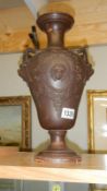 A terracotta Grecian style urn vase A/F,