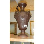 A terracotta Grecian style urn vase A/F,