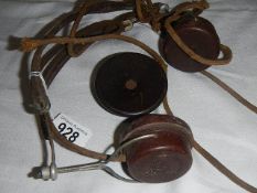 A set of vintage bakelite head phones.