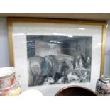 A large framed and glazed print 'Horse & Hounds', image 62 x 46 cm, frame 91.5 x 78 cm.