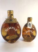 A vintage Dimple whisky and a smaller vintage Dimple whisky.