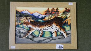 A rare limited edition 59/100 Moorcroft ceramic Lynx plaque (RRP £985) approximately 27 x 37cm