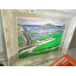 A framed Scottish school acrylic on board, 'Port Bhan, Iona'.