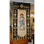 An antique religious banner 'Ave Maria'.