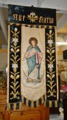 An antique religious banner 'Ave Maria'.