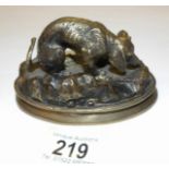 A 20th century bronze dog.