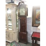 A Victorian mahogany inlaid 8 day Grandfather clock with arched dial, Jn. Brown, Harleston.