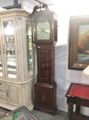 A Victorian mahogany inlaid 8 day Grandfather clock with arched dial, Jn. Brown, Harleston.
