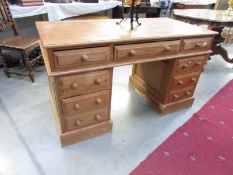 An old pine double pedestal desk.