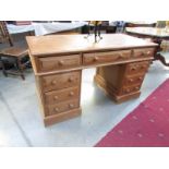 An old pine double pedestal desk.