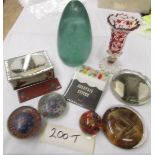 A Victorian glass dump and a collection of early 20th century paperweights.
