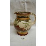 A Royal Doulton England jug of cream coloured base with paintings of country scene,