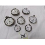 6 silver pocket watches for spares or repair (some working).