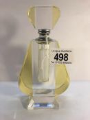 An art deco style cut glass perfume bottle, 7" tall.