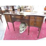 A mahogany 2 drawer, 2 door string inlaid sideboard.