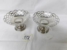 A pair of silver sweet meat dishes, Birmingham 1913.