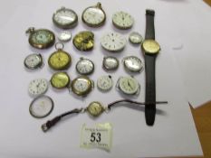 A large quantity of pocket, fob, wrist watches and movements for spares.