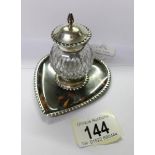 A silver and tortoise shell inkwell, Wm Commins, 1891.