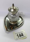 A silver and tortoise shell inkwell, Wm Commins, 1891.