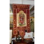 An antique religious banner 'St. Michael, Lincoln'.