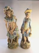 2 19th century porcelain figures, 30 cm tall.