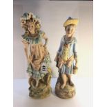 2 19th century porcelain figures, 30 cm tall.