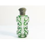 A 19th century glass scent bottle with stopper (lid a/f).
