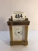 A Matthew Norman vintage brass carriage clock, Swiss, 11 jewels.