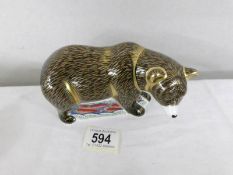 A Royal Crown Derby paperweight, 'Grizzly Bear', gold stopper, 2009.