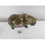 A Royal Crown Derby paperweight, 'Grizzly Bear', gold stopper, 2009.