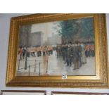A framed and glazed print "Morning Parade at the Tower of London" after Edourd Detaille, 1880.