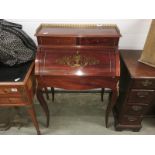 A brass inlaid ladies writing desk