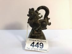 An antique bronze asian figure (possibly dragon) as either seal or weight