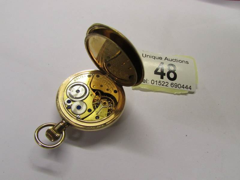 A gold plated pocket watch by the Lancashire Watch Co. (missing one hand). - Image 2 of 2